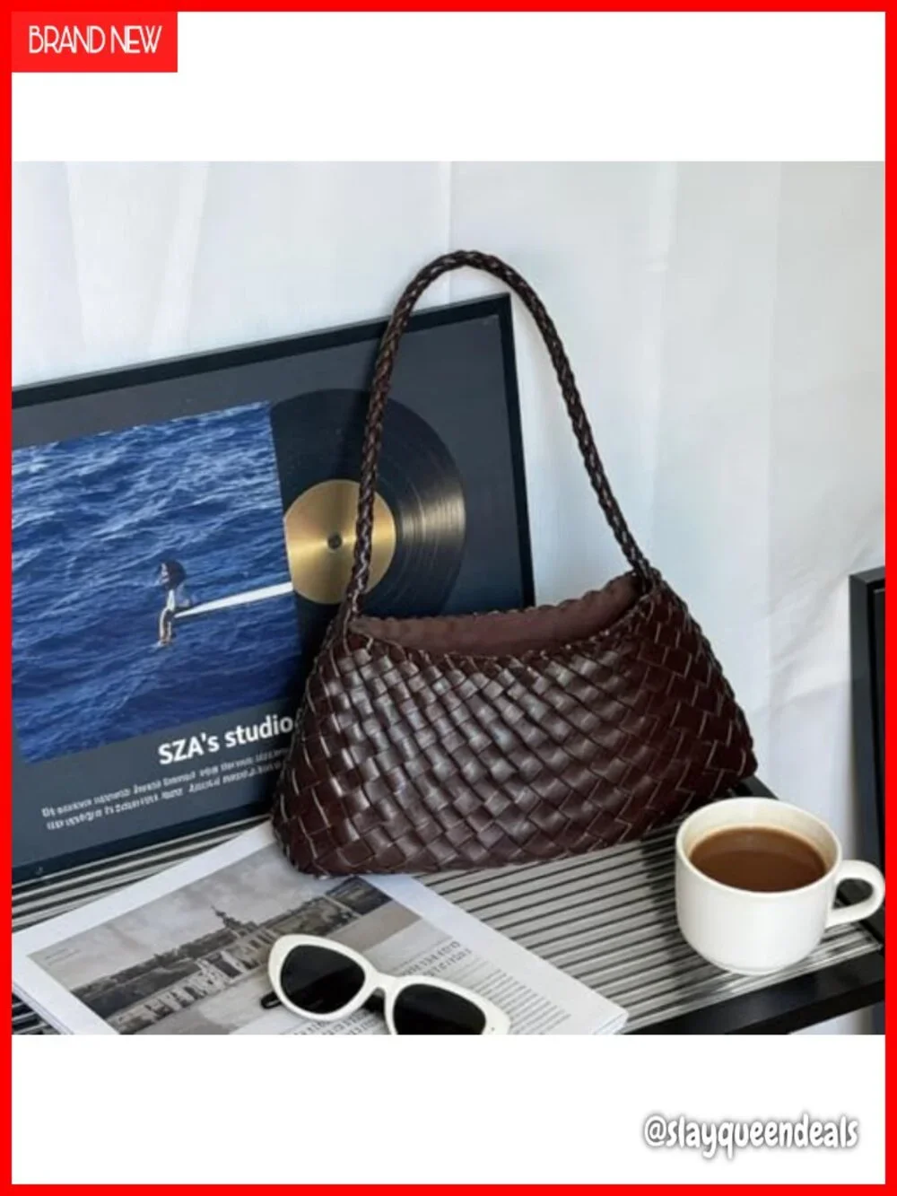Hand Woven Leather Shoulder Bag Hobo Purse